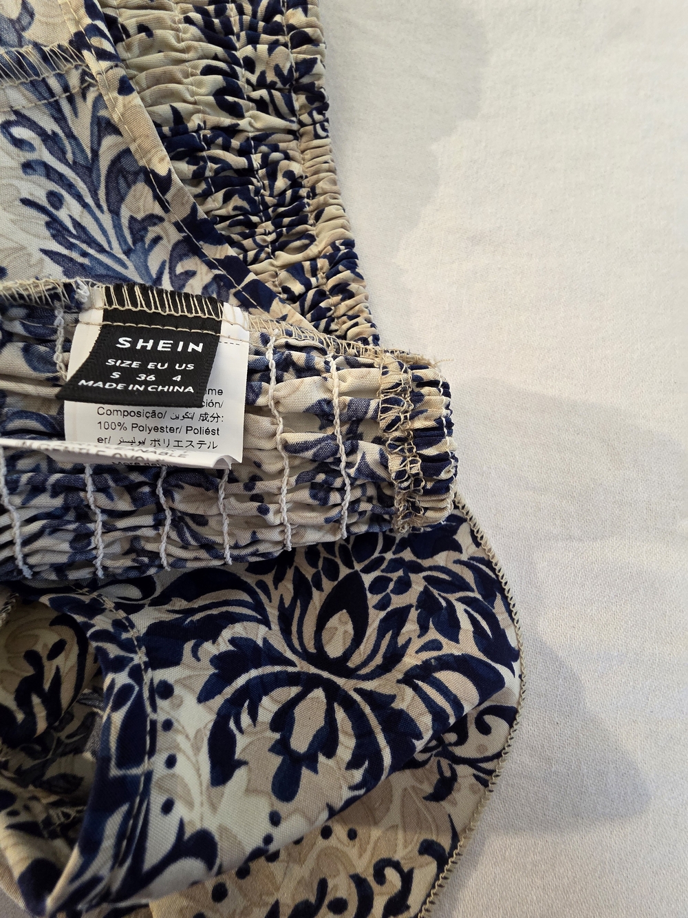 Navy Floral Ruffle Square-Neck Crop Top - Picture 7 of 7
